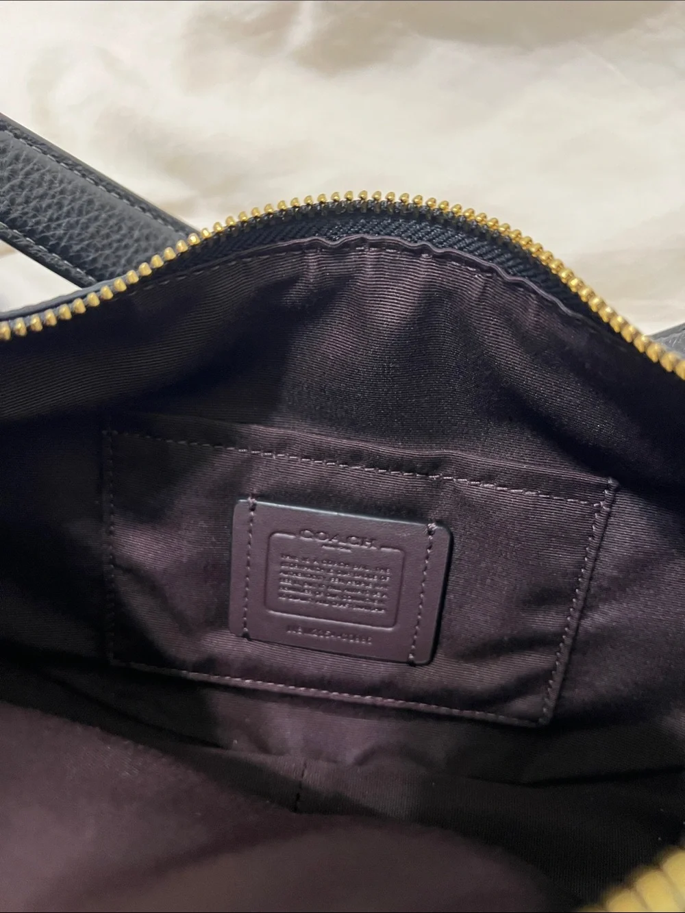 Coach Black Pebbled Leather Crescent Bag with Gold Hardware
